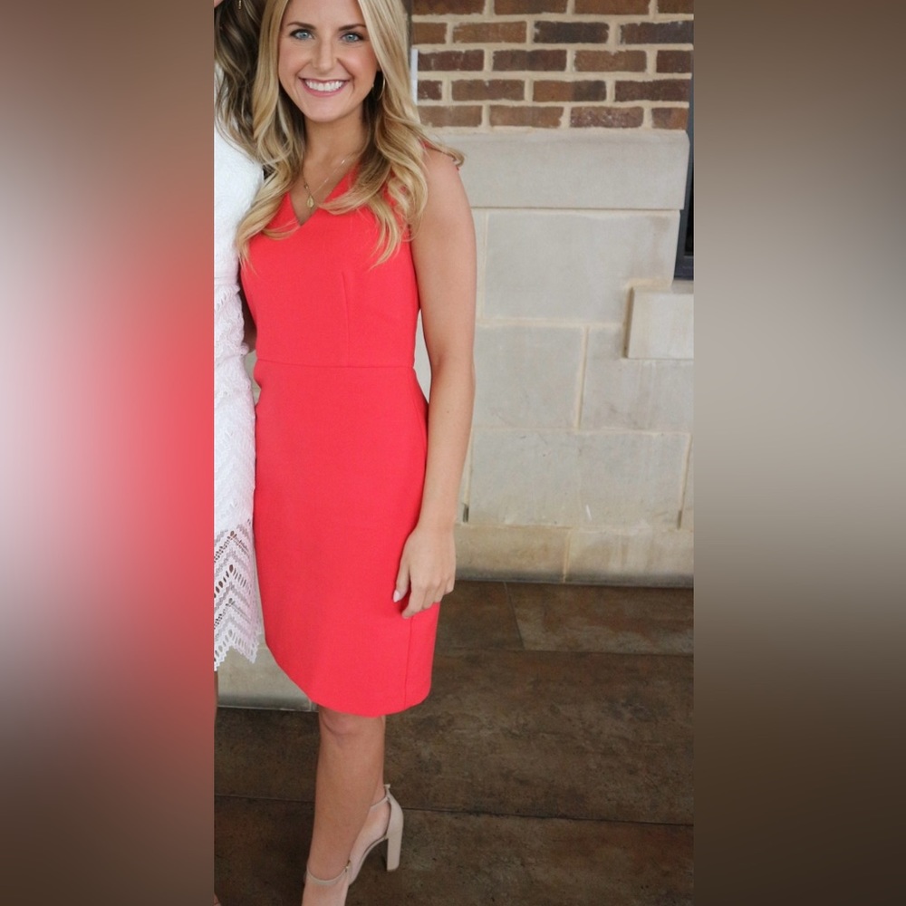 Ann Taylor Red Coral Sheath Dress size 00P